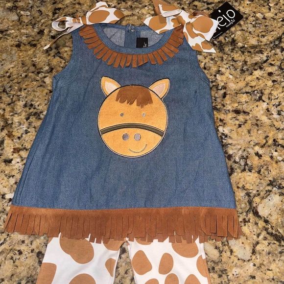 NWT mudpie Cowgirl Cow Halloween Costume Themed Rodeo Outfit Size 12-18 Months - Picture 2 of 8